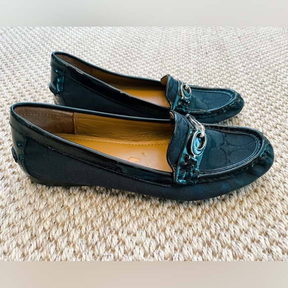 Coach New York Black Signature Print Fortunata Loafer Shoes Women SZ 8B - Picture 3 of 11